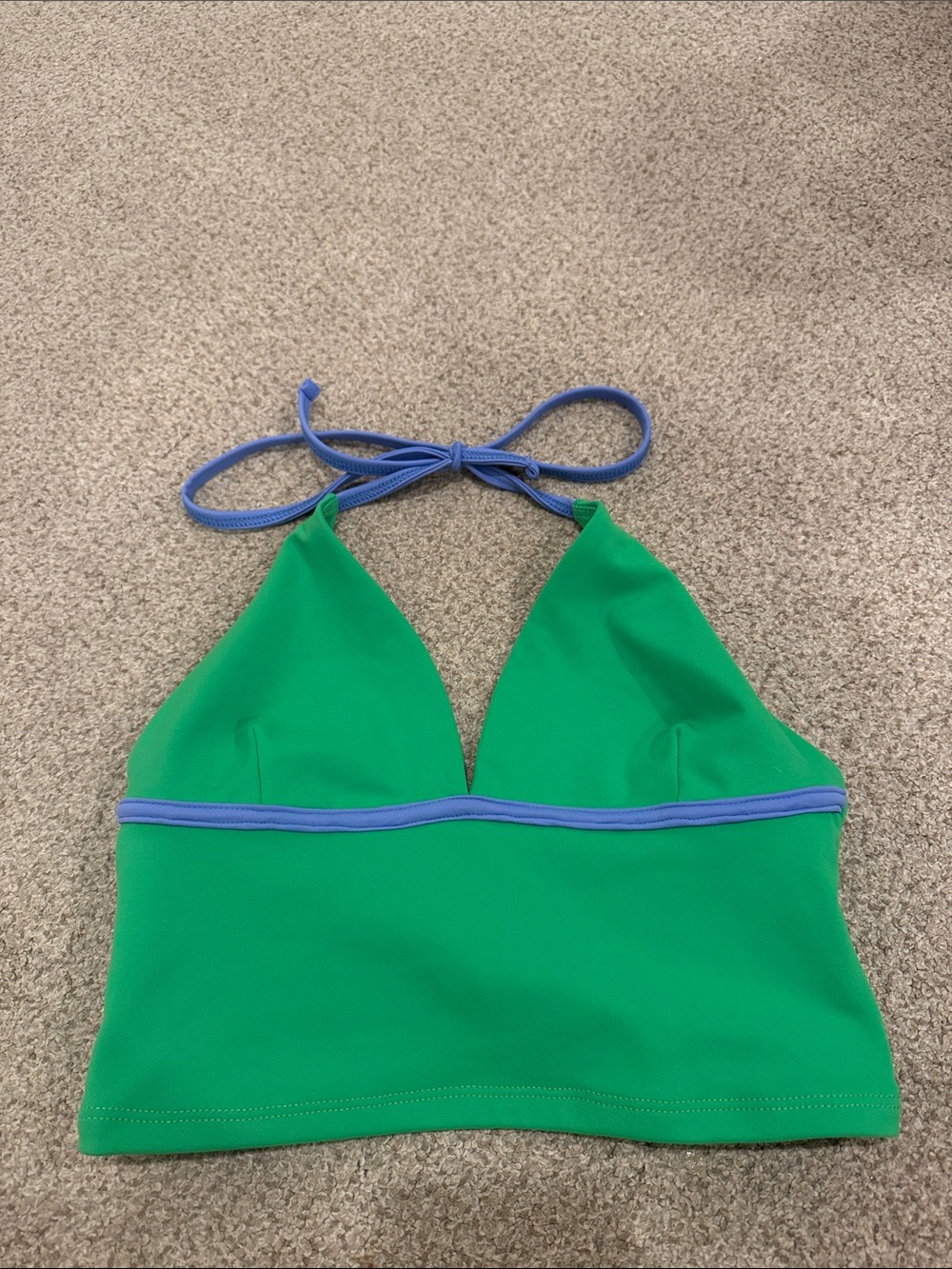 Green and Blue Girls' Halter Crop Top